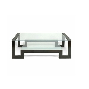 Sophisticated Metal Coffee <b>Table</b> With Glass <b>Top</b> Premium Look Ideal For High End Living Room Interiors - Product Image 1