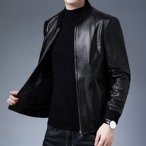 Chaquetas de Cuero Personalizadas para Hombre, Chaqueta de Motociclista de Cuero Genuino, Impermeable y Resistente al Viento, Estilo Bomber, Moda Urbana - Product Image 5