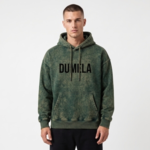 Sudadera con Capucha para Hombre Dumela, Corte Holgado, Color Verde Claro Lavado, Felpa Francesa de Algodón, Estilo Casual para Otoño, Diseño con Logotipo Frontal y Bolsillo - Product Image 3