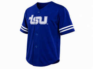 Camiseta de Béisbol Azul Personalizada al por Mayor – Camisa Deportiva de Manga Corta con Botones Delanteros para Equipo Tiger, Marca Privada OEM - Product Image 4