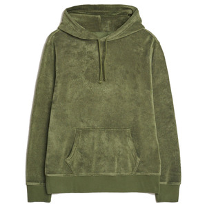 Sudadera con Capucha Verde Oliva Unisex Oversize de Forro Polar Casual de Otoño con Bolsillos Diseño Tejido Ajuste Regular Sólido con Serigrafía Frontal - Product Image 3