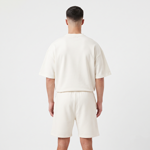 Ensemble T-shirt et short personnalisé en coton épais, T-shirt à manches courtes, deux pièces, unisexe, été - Product Image 6