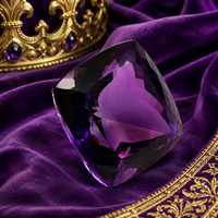 Pierres précieuses biologiques ORGANIC GEMS, Améthyste naturelle de 136,90 carats, taille coussin, grande pierre violette à facettes, pierre brute, expertise tierce