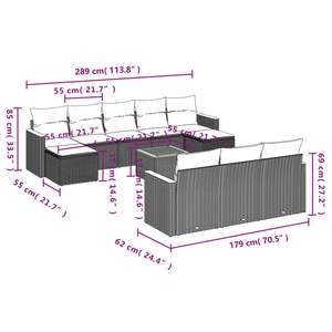 Conjunto de Sofás de Ratán Modernos para Exteriores en Negro con Cojines de Espuma de Alta Densidad Impermeables para Jardín o Patio - Product Image 5