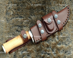 Couteau Bowie de camping en plein air à lame fixe forgée à la main en acier inoxydable de qualité industrielle 58 HRC, pointe tombante, manche ergonomique en bois - Product Image 6