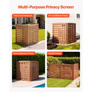 Valla de privacidad de madera maciza para exteriores de 32 x 38 pulgadas con ángulo ajustable, valla de 3 paneles para aire acondicionado, muebles de madera para exteriores - Product Image 6