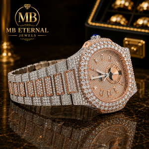 MB ETERNAL นาฬิกาเพชรสำหรับผู้ชาย 41 มม. ตัวเรือนโลหะผสม สายสแตนเลสสตีล ระบบอนาล็อก ควอตซ์ นาฬิกาหรูหรา คริสตัลแซฟไฟร์ ตัวเลขโรมัน - Product Image 3