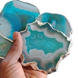 Sous-verres de 4 pouces en agate verte polie miroir pour boisson Fournitures pour hôtels et restaurants Sous-verres de décoration de table uniques pour boissons - Product Image 6