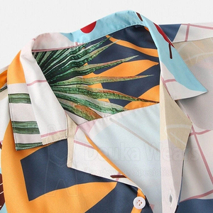 Wholesale High Quality Breathable Custom Logo Turn Collar Casual Men's Summer Sets Custom Cotton Two-Piece Short Sleeves Quick - Product Image 5