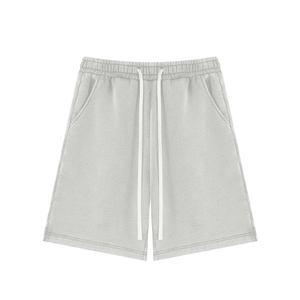 Premium Unisex Vintage Sun Fade <b>Sweat</b> <b>Short</b> Raw Edge Fleece Heavy Cotton Casual <b>Men</b> Winter Vintage Acid Wash <b>Shorts</b> - Product Image 2