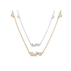 Collier chaîne à maillons avec pendentif en or massif 14 carats et diamants de laboratoire sertis en saphir, style classique, idéal pour la superposition - Product Image 3