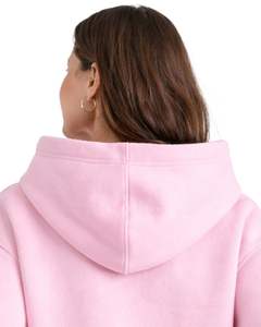 เสื้อฮู้ดครอปสีชมพูแบบกำหนดเอง ผ้าฟลีซ ซิป ¼  กระเป๋าคางูโร่  ชายเสื้อปรับได้ด้วยเชือกผูก  สไตล์ลำลอง สตรีทแวร์  เสื้อกันหนาวแบบสวมหัวสำหรับผู้หญิง - Product Image 6