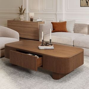 Modern Teak Wood Coffee <b>Table</b> with <b>Storage</b> Drawer Durable & Eco-Friendly Midcentury Living Room Furniture - Product Image 2
