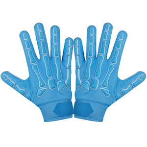 Gants de football américain Blue Lineman, poignées antidérapantes, paume rembourrée, personnalisables, unisexes, protection sportive en gel de silicone - Product Image 1