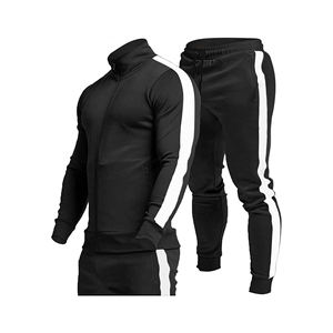 Survêtement de sport noir imprimé ajusté et personnalisé pour homme – Ensemble deux pièces vierge pour la gym et le sport - Product Image 1