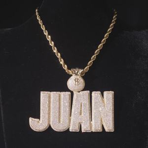 Money Bag Dollar Sign Bail <b>Pendant</b> Hip Hop VVS Moissanite <b>Pendant</b> Iced Out Custom Two Tone <b>Pendant</b> Personalized <b>Initial</b> <b>Pendant</b> - Product Image 3