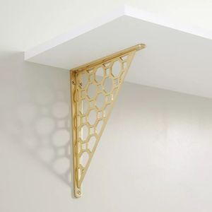 Support mural triangulaire géométrique vintage en laiton massif pour étagère flottante – Idéal pour la décoration intérieure de luxe, maison et hôtel - Product Image 1