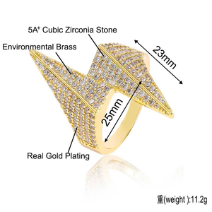 แหวนเพชรโมอิสซาไนต์ลายสายฟ้า ประดับเงินแท้ 925 สไตล์ฮิปฮอป สำหรับผู้ชายและผู้หญิง - Product Image 3