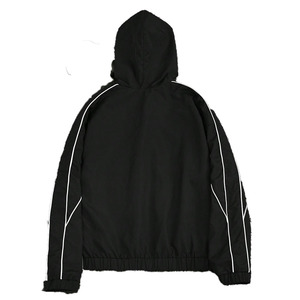 Veste coupe-vent à capuche entièrement zippée noire personnalisée pour homme, avec bandes réfléchissantes, style streetwear, coupe-vent léger, veste de sport pour homme - Product Image 2