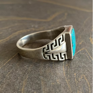 Men's 925 Sterling Silver <b>Turquoise</b> Stylish Signet <b>Rings</b> - Handcrafted Anti Tarnish Jewelry for Daily Wear - Product Image 2