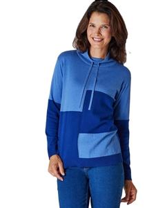 BD Apparels femmes décontracté coupe ample doux gros tricots col haut à manches longues couleur bloc pull pour la mode d'hiver - Product Image 2
