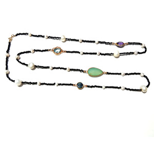 Natural Multicolor Gemstone Beaded <b>Statement</b> <b>Necklace</b> 925 Sterling Silver Handmade Bohemian Style Unisex Third Party Certified - Product Image 3
