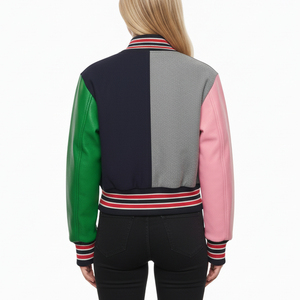 Nueva Chaqueta de Béisbol Corta para Mujer, Estilo Color Block, con Bordado, Impermeable, Transpirable, de Lana, para Invierno - Product Image 5