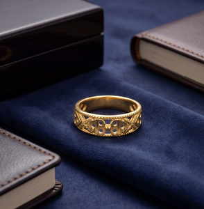 DIVYORO Anillo clásico de rejilla ligero chapado en oro de 22 quilates para mujer para uso diario - Product Image 4