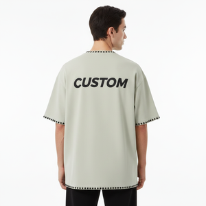 เสื้อยืดคอกลมแขนสั้นทรงโอเวอร์ไซส์แบบดรอปโชว์เดอร์สำหรับผู้ชาย ผลิตตามสั่ง ขายส่งจากโรงงาน - Product Image 2