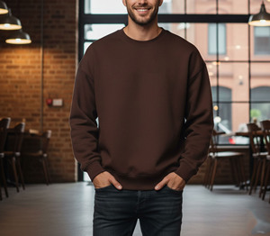 Mens Crew Neck Sweatshirt 380g Heavyweight Loose Solid Cotton <b>Polyester</b> Autumn Breathable sweatshirt for men - Product Image 1