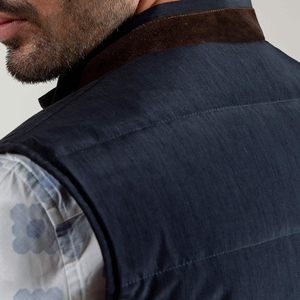 Chaleco de Forro Polar Azul Marino para Hombre, Cuello Mao, Cierre de Cremallera, Impermeable, Transpirable, Reversible, Ropa Exterior Informal, Ropa de Invierno, Corte Regular - Product Image 3