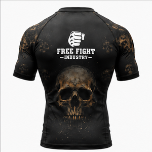 T-shirt de compression MMA à manches courtes pour homme, en tissu polyester/nylon écologique respirant à séchage rapide UPF50, avec logo personnalisable - Product Image 4