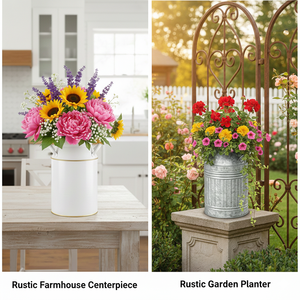 Bouteille à lait galvanisée avec poignées pour la décoration de fleurs et de plantes à la maison, les événements de jardin et de pelouse - Product Image 4