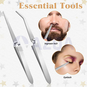 Stainless Steel Professional Reverse Tweezers Set Straight and Curved Tips Precision Craft Jewelry Lash Tool - Product Image 3