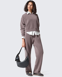 Sudadera Corta de Algodón con Logotipo Personalizado para Mujer, Sudadera Holgada Lisa para Mujer, Sudaderas Cortas Personalizadas para Mujer - Product Image 4