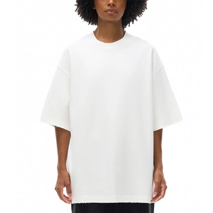 Casual Short Sleeve Loose Oversized <b>Blank</b> T-Shirt Women with Front Logo Position 100% Organic Fabric <b>Weight</b> 260g - Product Image 1