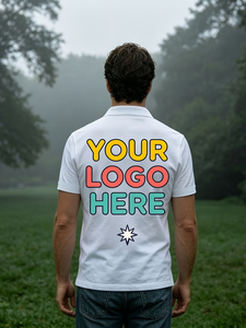 Custom Printed White Men's Cotton Polo Shirt Breathable Work Fashion Uniform Silk Screen Printed ODM Service Oeko-Tex Certified - Product Image 3