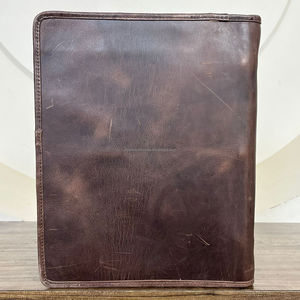 Wholesale Tooled Leather File Folder Executive Folder 3 <b>Ring</b> <b>Binders</b> for Documents High Quality Cowhide Leather Zipper Portfolio - Product Image 6
