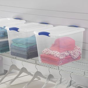 Contenitore di Plastica Trasparente da 27 Quarti con Coperchio a Chiusura Ermetica, Confezione da 2, Blu - per Organizzazione e Uso in Casa e Ufficio - Product Image 3