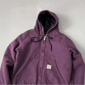 OEM Full Custom LOGO Men Combed Cotton Heavy Weight Warm Winter Unisex 500gsm Zip up Hoodie Oversized Acid Wash <b>Quilting</b> Jacket - Product Image 4