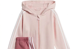 Conjunto Deportivo Casual para Niñas, Sudadera con Capucha Rosa, Manga Larga con Cierre, Diseño de Tres Rayas en Color Sólido para Primavera - Product Image 3