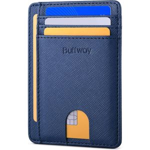 Portafoglio Sottile in Pelle Blu con Blocco RFID, Accessorio Unisex con Tasca Frontale - Product Image 1