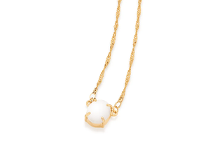 Collar Minimalista con Colgante Chapado en Oro, Perla de Imitación Redonda con Engaste de Garra, Cadena Singapur Trenzada, Unisex - Product Image 1
