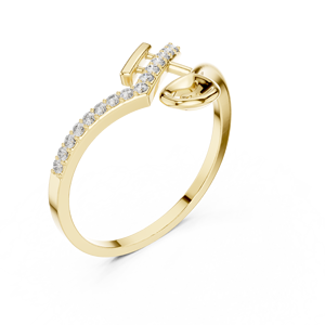 A Stylized <b>Spoon</b> Minimalist 14k Solid Yellow Gold <b>Ring</b> With Round Cut Lab Grown Diamonds Classic Wedding Band Gift for Her - Product Image 1