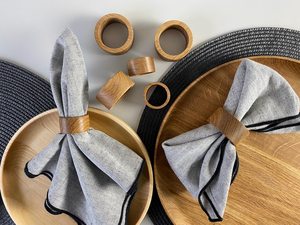 Anillos de Servilleta Redondos de Madera Elegantes Hechos a Mano |   Decoración de Mesa para Bodas y Festividades, Decoración de Mesa para Acción de Gracias y Navidad - Product Image 5