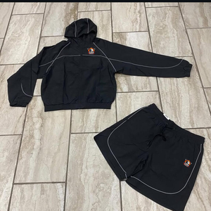 Custom Nylon Windbreaker Jacket and Shorts <b>Set</b> for Men OEM Lightweight Nylon Windbreaker Short <b>Set</b> with Custom Logo - Product Image 3