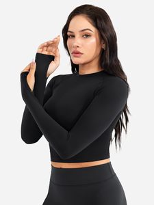 Summer Set For Womens Yoga <b>Long</b> Sleeve Top With Scrunch Butt Shorts Sets 2 Piece Casual Solid Crew Neck <b>Matching</b> T-shirt Running - Product Image 4