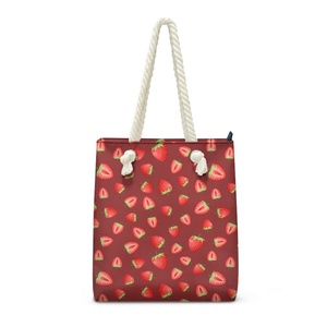 Cute Strawberry Pattern Handbag for Women Print on Demand Dropship Rope <b>Shoulder</b> Bag Versatile Stylish Beach Tote Bag for Girl - Product Image 1