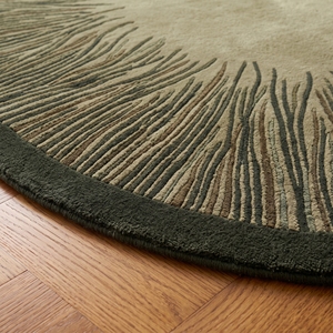 Tapis rond moderne en laine tressée, aspect laine, couleur marron vert naturel, tapis de salle à manger - Product Image 6