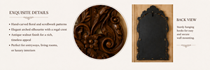 Venetian Victorian Carved Wood <b>Rectangle</b> Square Long Full <b>Wall</b> <b>Mirror</b> Etched Floral Beveled Frame Antique Silver Full Length - Product Image 5